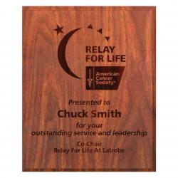 Cove Bevel Walnut Lasered Plaque, 3/4" Solid Hand Rubbed Walnut, 12" wide x 15" tall