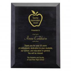 Black Marble Plaque, 7/8" Thick Jet Black Marble, 5" wide x 7" tall x .875" deep