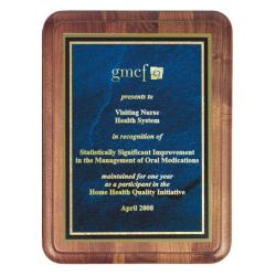 Walnut Plaque with Radius Corner, 9" wide x 12" tall