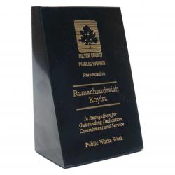 Black Marble Bookend or (set of 2) award, 4" wide x 6" tall x 2.5" deep