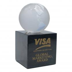 Glass Globe on Marble Base, 4" DIA. GLOBE