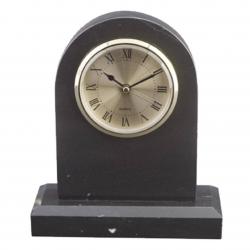 Black Marble Tomb Clock, 6.75" wide x 7.75" tall x 2.5" deep