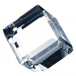 Beveled Diamond Crystal Cube award, optical Crystal, 3.125" wide x 3.125" tall x 3.125" deep