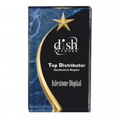 Acrylic Carved Star Award, 1.25" Thick clear acrylic, 4.5" wide x 7.75" tall x 1.25" deep