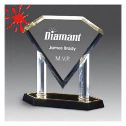 Acrylic Diamond Plaque, 3/4" Thick clear acrylic, 11" wide x 12" tall x 3.5" deep