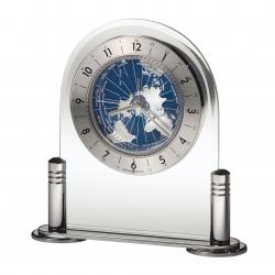 Chrome Discoverer Clock, 6.25" wide x 6.25" tall x 1.75" deep