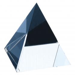 Crystal Pyramid award, optical Crystal, 3" wide x 3.125" tall x 3" deep
