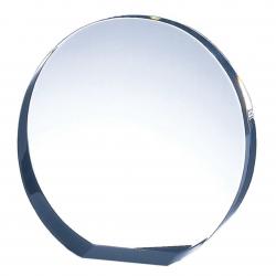 Circular Crystal Wedge award, optical Crystal, 6" wide x 5.75" tall x 1.375" deep