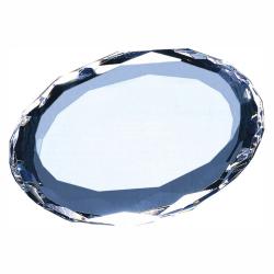 Crystal Oval Paperweight, 3/4" Thick Optical Crystal, 4" wide x .75" tall x 2.75" deep