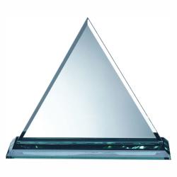 Jade Glass Triangle, 1/2" Thick Jade Glass, 12" wide x 10.25" tall x 3" deep