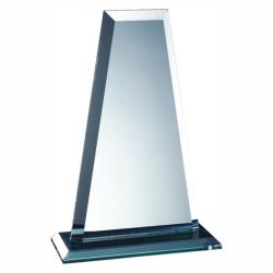 Jade Glass Tower, 5/8" thick jade glass, 6" wide x 8.5" tall x 3" deep