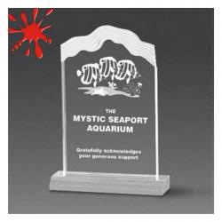 Acrylic Whitecap Award, 3/4" Thick clear, jade or blue acrylic, 6" wide x 8.75" tall x 2" deep