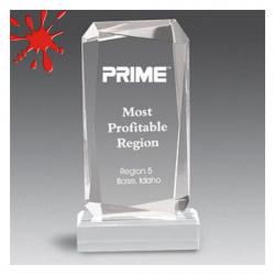 Acrylic Facet Rectangle Award, 1.25" Thick clear, jade or gold acrylic, 5" wide x 11.25" tall x 1.25" deep