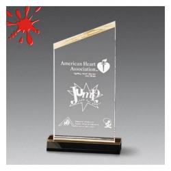 Acrylic Beveled Peak Award, 3/4" Thick clear acrylic, 6" wide x 11" tall x 2" deep