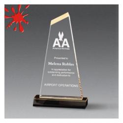 Acrylic Optima Award, 3/4" Thick clear acrylic, 6" wide x 11" tall x 2" deep