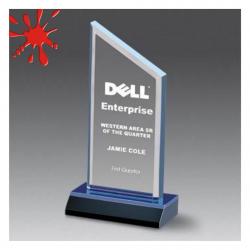 Acrylic Classic Peak Award, 3/4" Thick clear acrylic, 4" wide x 8.75" tall x 2" deep