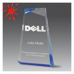 Acrylic Wedge Facet Award, 1.25" Thick clear acrylic, 5" wide x 7" tall x 1.25" deep