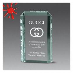 Acrylic Lexus Award, 1" - 1.25" Thick clear acrylic, 4.75" wide x 9.5" tall x 1.25" deep