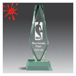 Acrylic Ultra Award, 1.25" Thick clear or jade acrylic, 4.5" wide x 11.5" tall x 1.5" deep