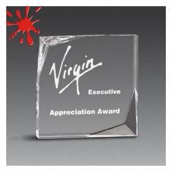 Acrylic Offset Bevel Award, 1" Thick clear or jade acrylic, 6" wide x 6" tall x 1" deep