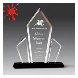 Acrylic Lumina Award, 3/4" Thick clear acrylic, 7" wide x 10" tall x 2.25" deep