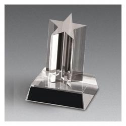 Acrylic Tall Single Star Clear Base, 3.25" wide x 5" tall x 3.25" deep