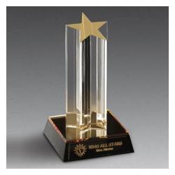 Acrylic Single Star Column, 3.75" wide x 11" tall x 3.75" deep