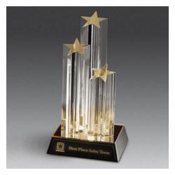 Acrylic Triple Star Column Award, 6" wide x 11" tall x 5" deep