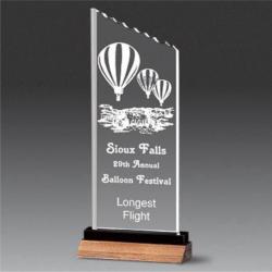 Acrylic Chipped Peak award, 3/4" thick Clear, Jade or Blue acrylic, 5.75" wide x 14.25" tall x 2" deep