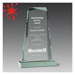 Acrylic Gem Award, 3/4" Thick clear, jade or blue acrylic, 6" wide x 9.5" tall x 2" deep