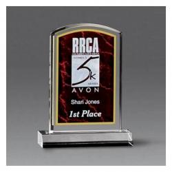 Acrylic Marble Image Award, 3/4" Thick clear acrylic, 5" wide x 7.75" tall x 2" deep