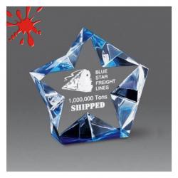 Acrylic Pentagon Award, 1.5" Thick clear acrylic, 4.5" wide x 4.25" tall x 1.5" deep