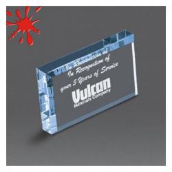 Acrylic Straight Bevel Paperweight, 3/4" Thick clear, jade or blue acrylic, 6" wide x 5" tall x .75" deep
