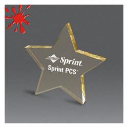 Acrylic Star Paperweight, 5" wide x 5" tall x .75" deep