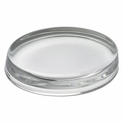 Glass Oval Paperweight, 3/4" Thick Molded Glass, 4" wide x .75" tall x 2.81" deep