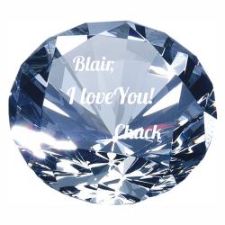 Crystal Diamond award, optical Crystal, 4" wide x 2.875" tall x 2.875" deep