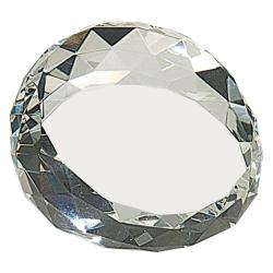 Crystal Round Slanted Paperweight, optical Crystal, 2.75" wide x 1.75" tall x 2.75" deep