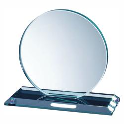 Jade Glass Circle, 1/2" thick jade glass, 5" wide x 4.5" tall x 3" deep