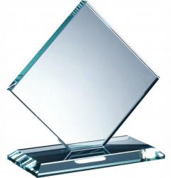 Jade Glass Square Diamond, 1/2" thick jade glass, 8.375" wide x 8" tall x 3" deep