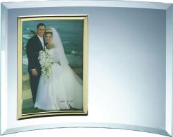 3.5" x 5" Glass Vertical Photo Frame, 3/16" thick jade glass, 10" wide x 7" tall x .19" deep