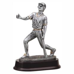 Baseball Bat Down (m) Resin Trophy, pewter with gold accents, 9.5" High