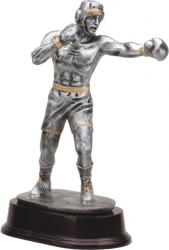 8" Boxing Resin Trophy, pewter with gold accents, 8" High