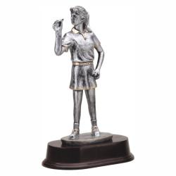 Dart (female) Resin Trophy, pewter with gold accents, 9.5" High