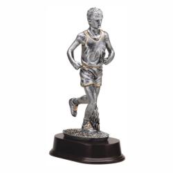 Runner (male) Resin Trophy, pewter with gold accents, 10" High