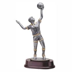 Volleyball (male) Resin Trophy, pewter with gold accents, 11" High