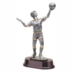Volleyball (female) Resin Trophy, pewter with gold accents, 11" High