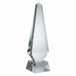 Crystal Obelisk, optical Crystal, 3.75" wide x 13" tall x 3.75" deep