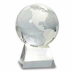 Crystal Globe on Base, optical Crystal, 4" DIA. GLOBE