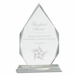 Crystal Royal Diamond award, 3/4" Thick Optical Crystal, 6" wide x 10.5" tall x 2" deep