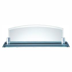 Arched Glass Name Block, 3/8" Jade Glass with Aluminum Holder, 13" wide x 3.375" tall x 3" deep